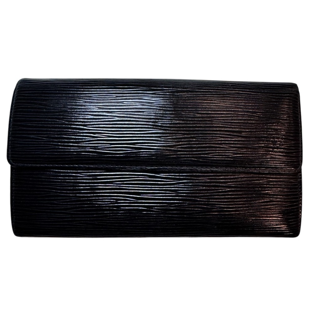 Louis Vuitton Black Epi Long Portefeuille Sarah Wallet